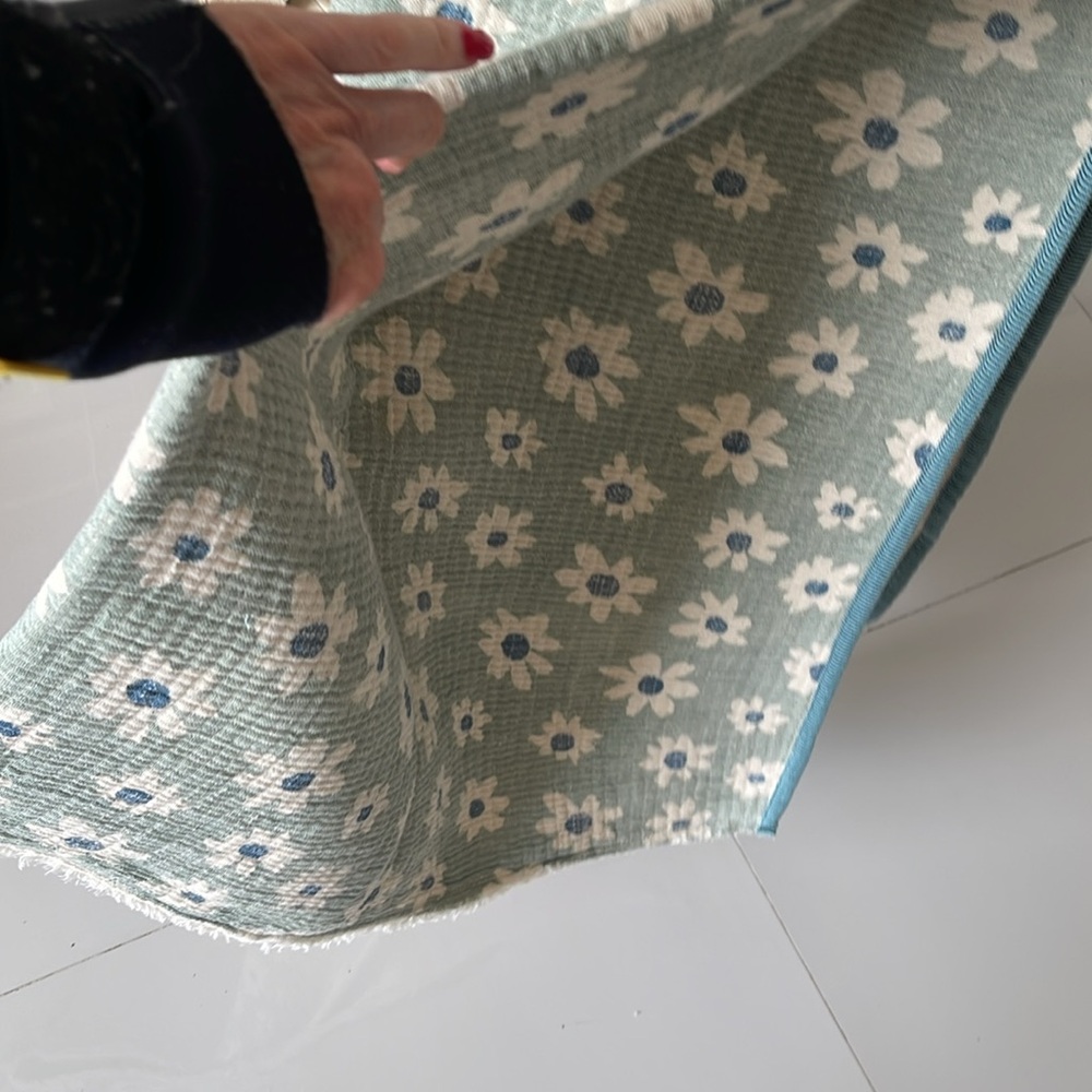 SALE! Artistic Accents Sage Green/Blue/Cream "Daisies" Decorative Throw Blanket - Picture 2 of 6